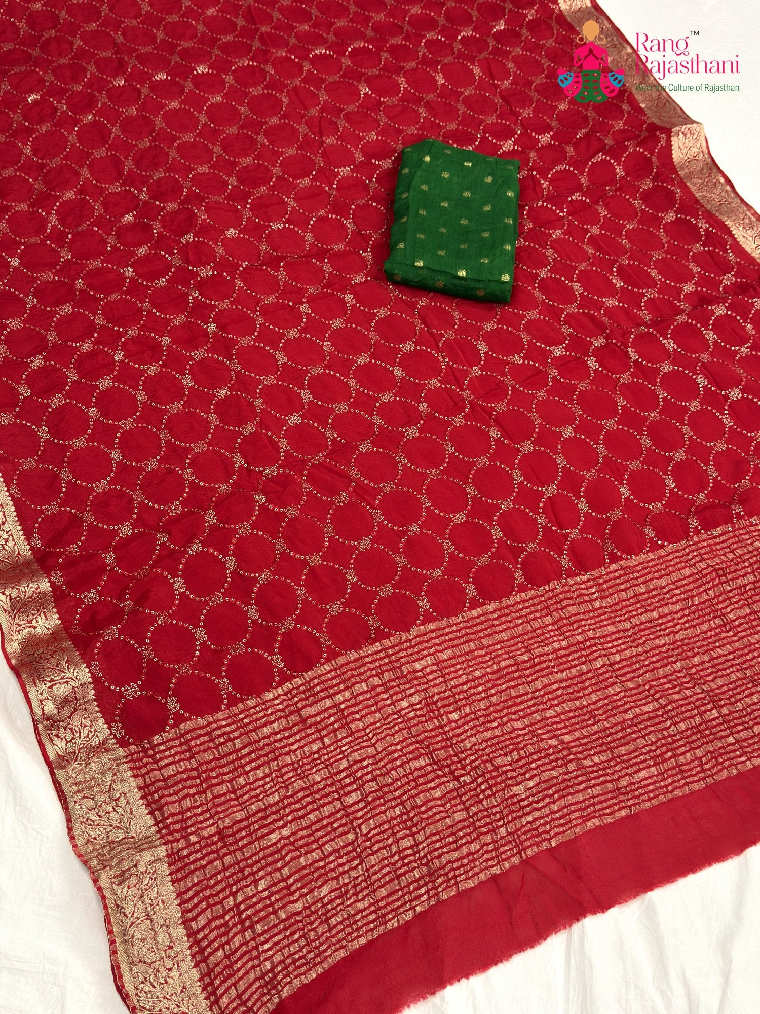 Red Chinnon Sequin Saree for Sangeet Night | Premium Drape