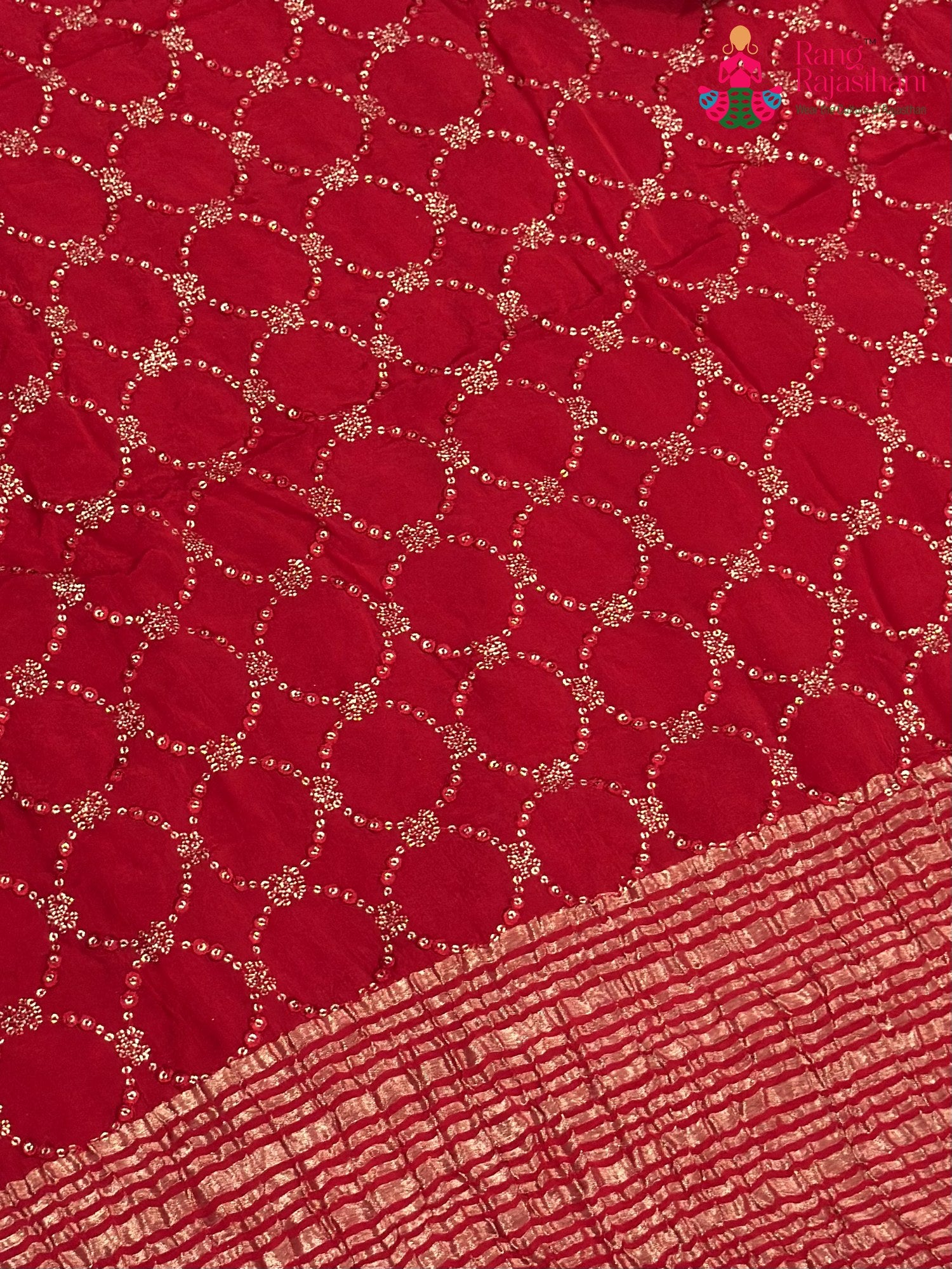 Red Chinnon Sequin Saree for Sangeet Night | Premium Drape