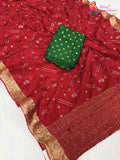 Red Chinnon Sequin Saree for Bridal | Buy Online