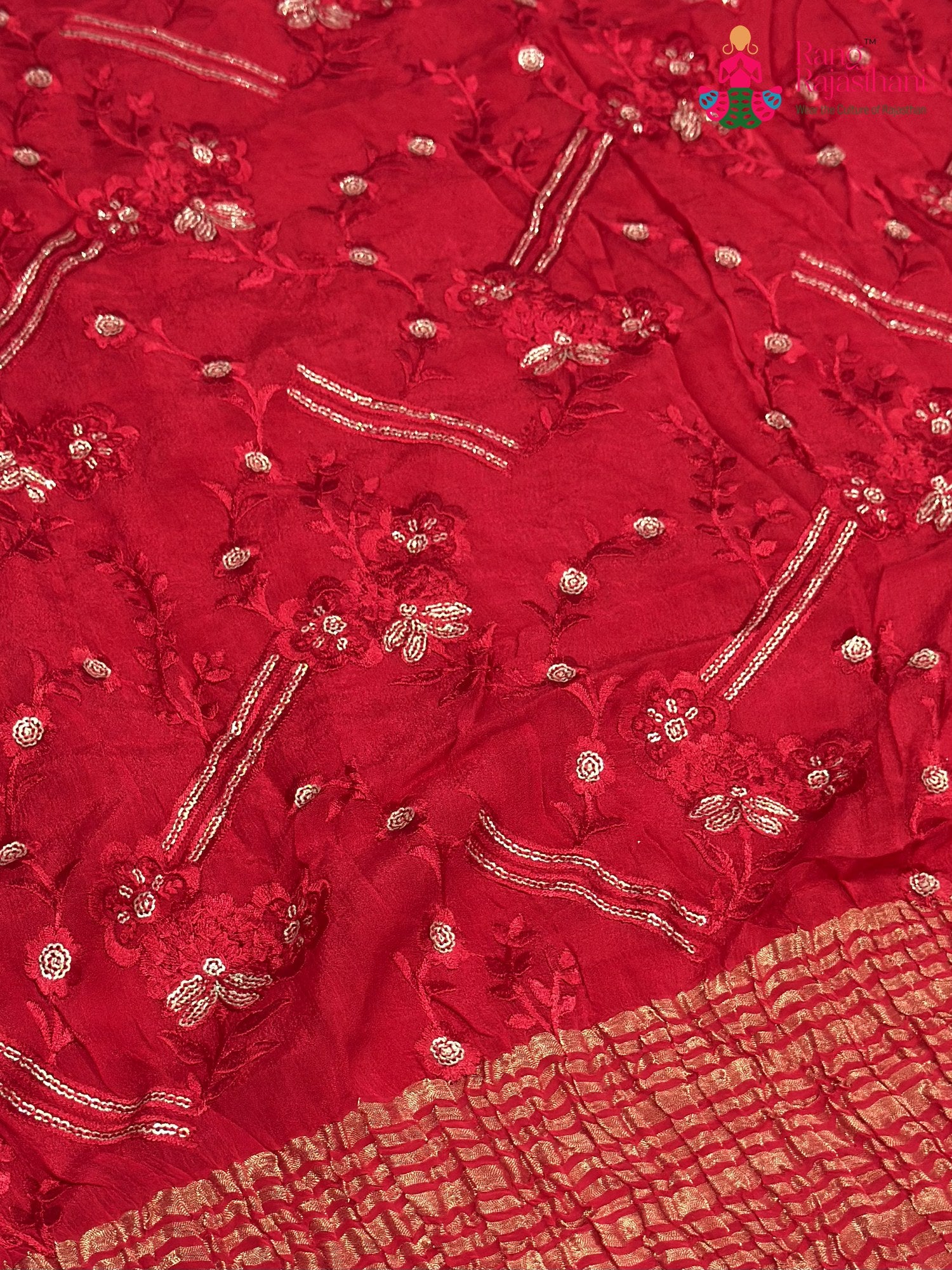 Red Chinnon Sequin Saree for Bridal | Buy Online
