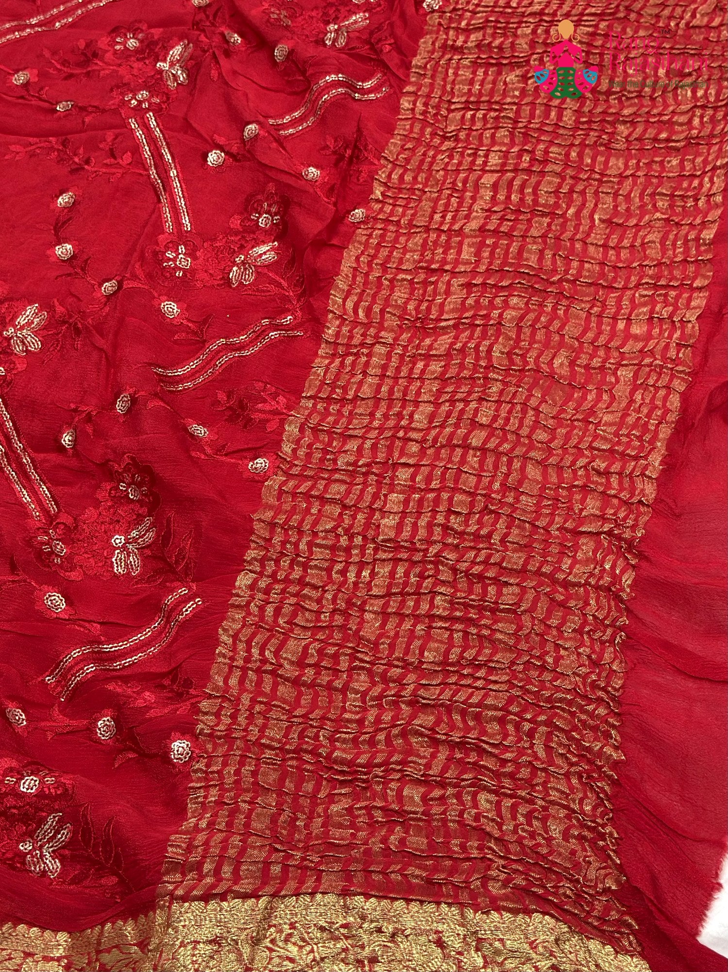 Red Chinnon Sequin Saree for Bridal | Buy Online