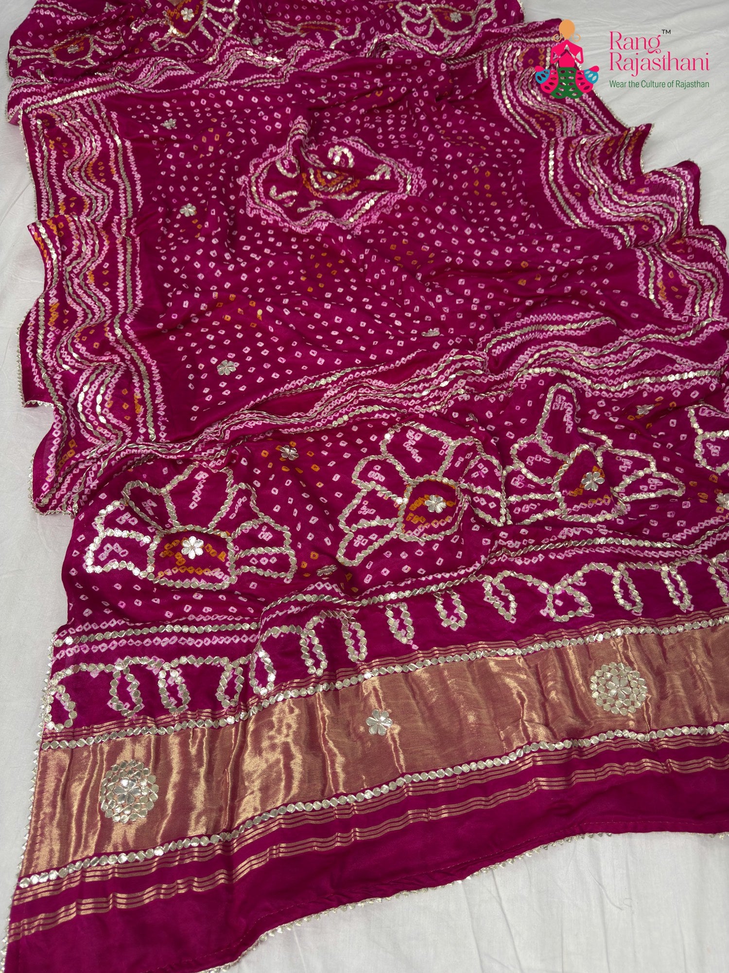 red gajji silk bandhani dupatta 2484 by Rang Rajasthani