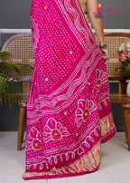Red Gajji Silk Bandhani Chunri Dupatta for Festive Wear | Luxe Collection