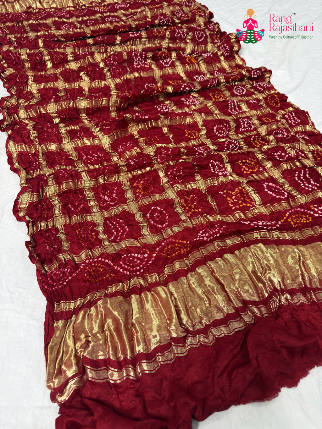 red gajji silk bandhani dupatta 2562 by Rang Rajasthani