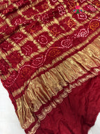 complete look of red gajji silk bandhani dupatta 2562