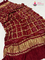 border detailing of red gajji silk bandhani dupatta 2562
