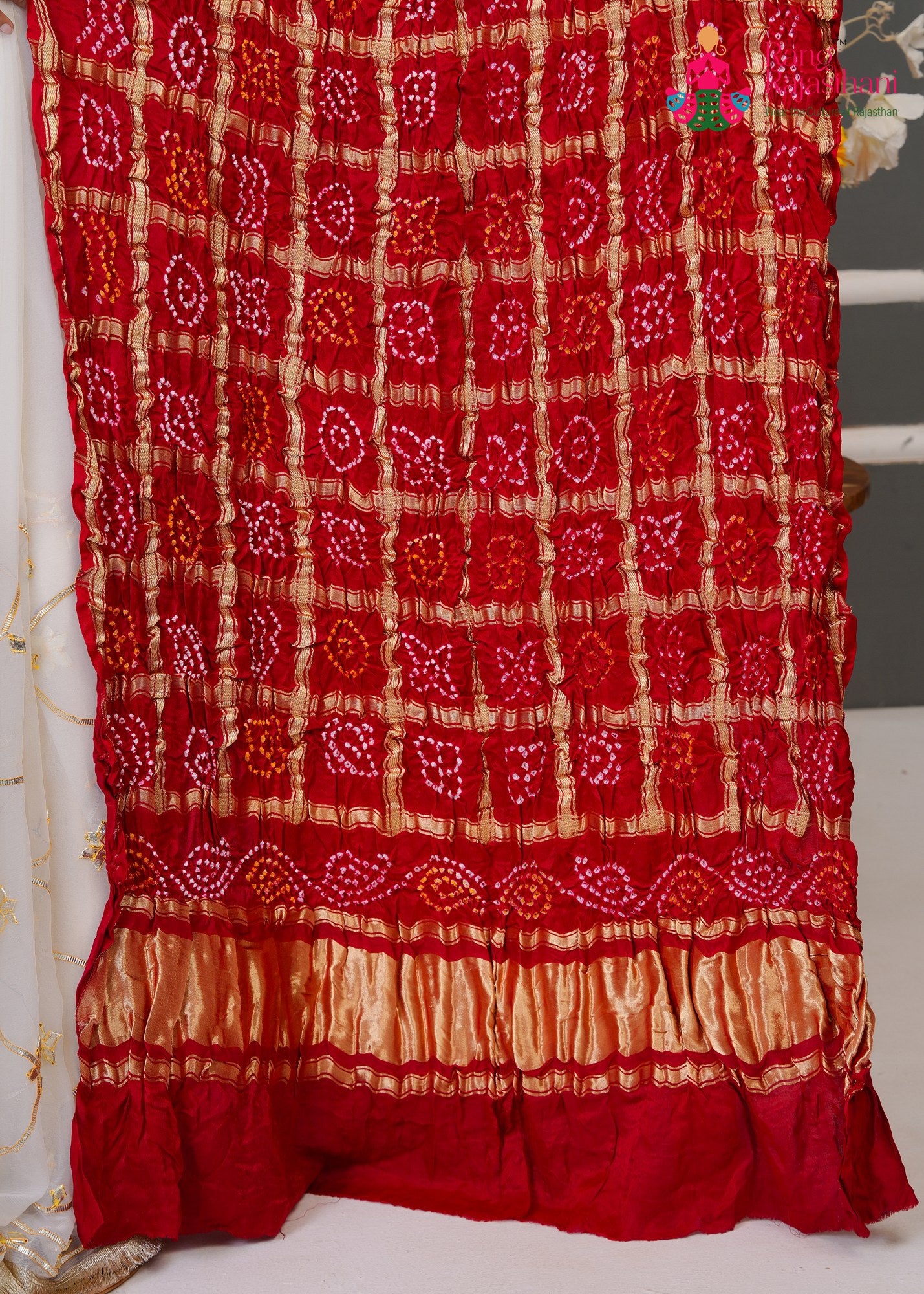 Red Gajji Silk Bandhani Chunri Dupatta for Festive Wear | Refined Edit