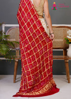 Red Gajji Silk Bandhani Chunri Dupatta for Festive Wear | Refined Edit