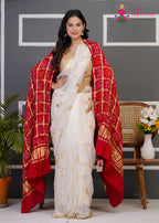 Red Gajji Silk Bandhani Chunri Dupatta for Festive Wear | Refined Edit