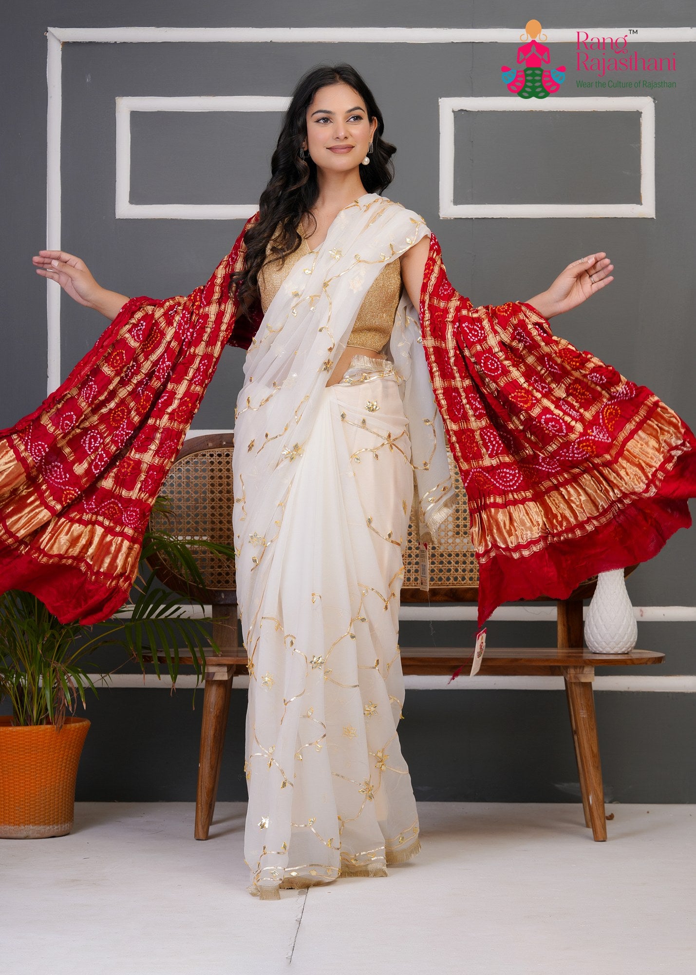 Red Gajji Silk Bandhani Chunri Dupatta for Festive Wear | Refined Edit
