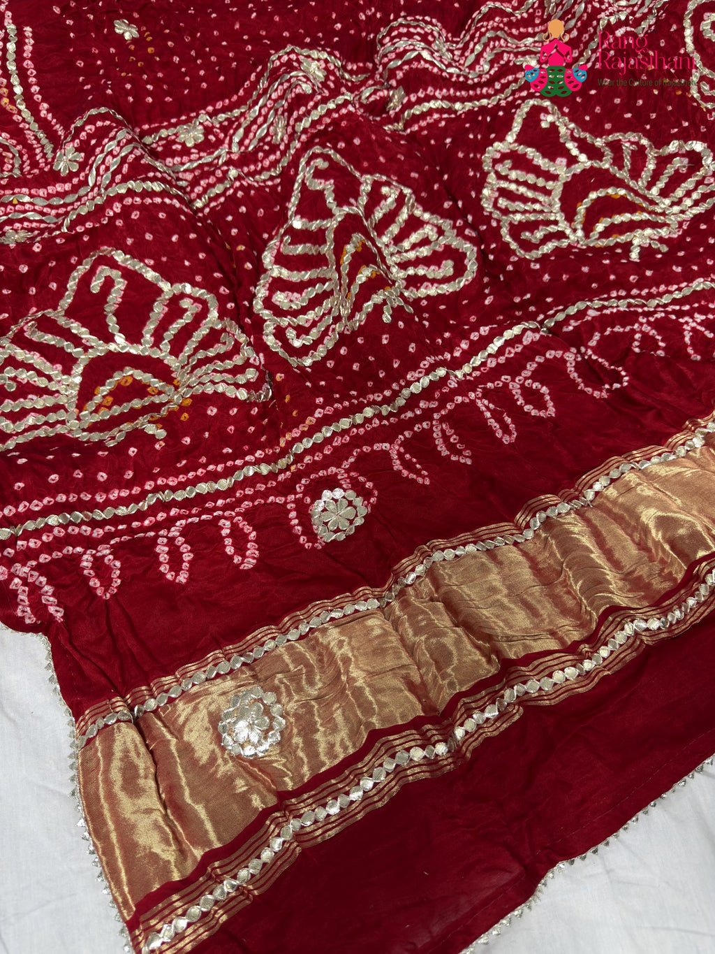 red gajji silk bandhani dupatta 2566 by Rang Rajasthani