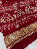 red gajji silk bandhani dupatta 2566 by Rang Rajasthani