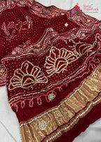 complete look of red gajji silk bandhani dupatta 2566