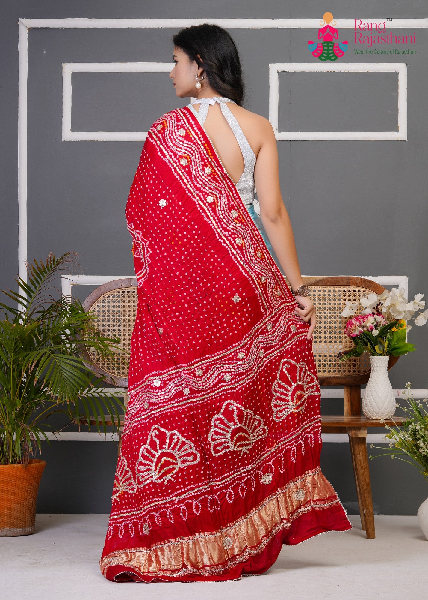 Red Gajji Silk Bandhani Chunri Dupatta for Festive Wear | Graceful Pick