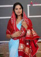Red Gajji Silk Bandhani Chunri Dupatta for Festive Wear | Graceful Pick