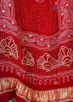 Red Gajji Silk Bandhani Chunri Dupatta for Festive Wear | Graceful Pick