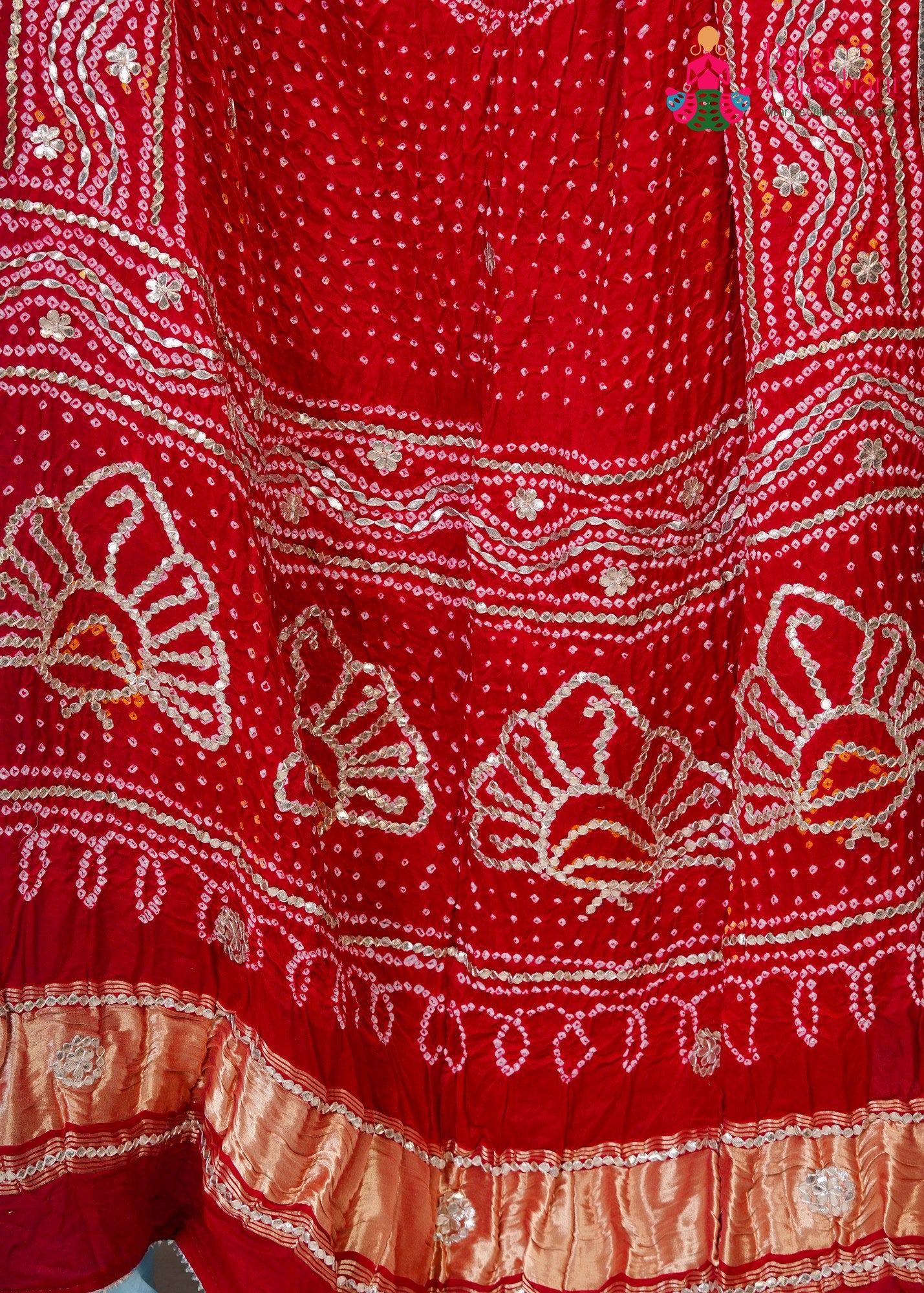 Red Gajji Silk Bandhani Chunri Dupatta for Festive Wear | Graceful Pick