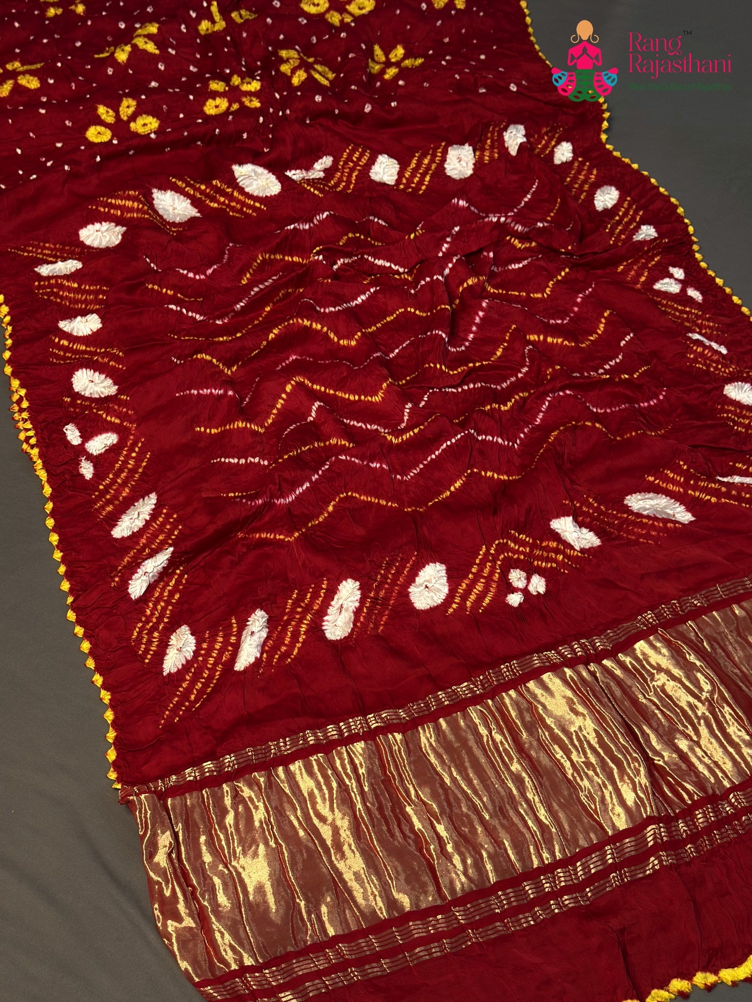 Red Gajji Silk Bandhani Chunri Saree for Bridal | Designer Edit