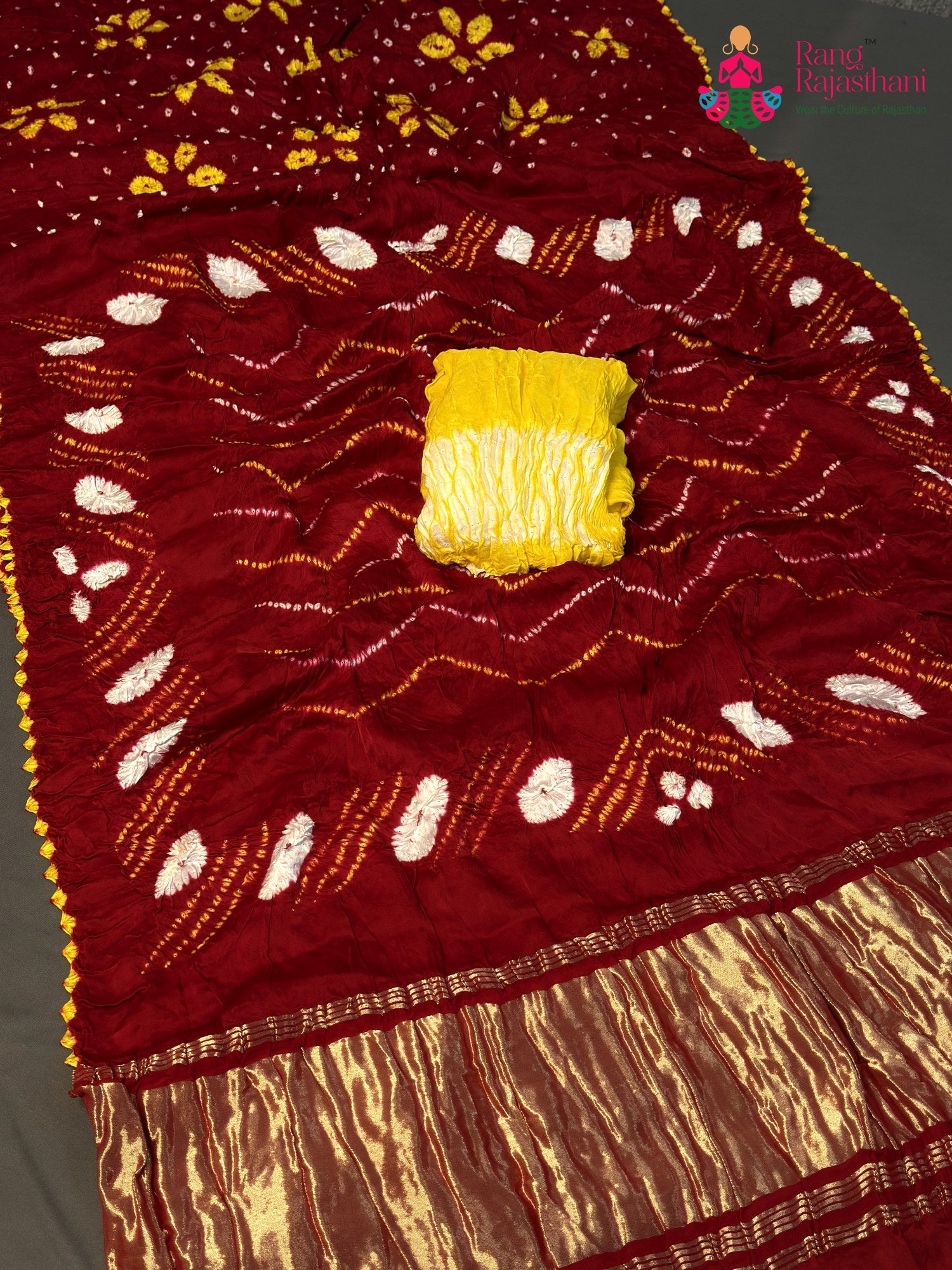 Red Gajji Silk Bandhani Chunri Saree for Bridal | Designer Edit