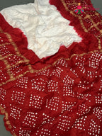 Red Gajji Silk Bandhani Faag Saree for Bridal | Designer Collection