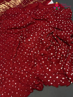Red Gajji Silk Bandhani Faag Saree for Bridal | Designer Collection