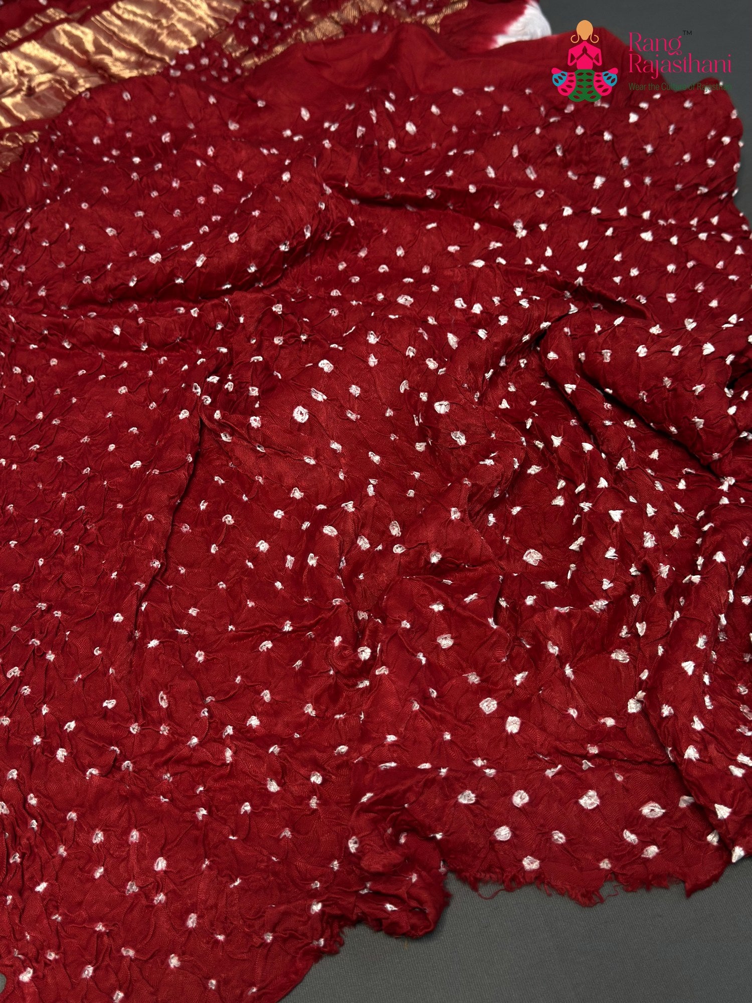 Red Gajji Silk Bandhani Faag Saree for Bridal | Designer Collection