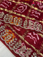 Red Gajji Silk Bandhani Gharchola Saree for Bridal | Latest Edit
