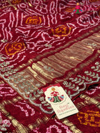 Red Gajji Silk Bandhani Gharchola Saree for Bridal | Latest Edit