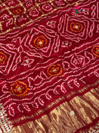 Red Gajji Silk Bandhani Gharchola Saree for Bridal | Traditional Edit