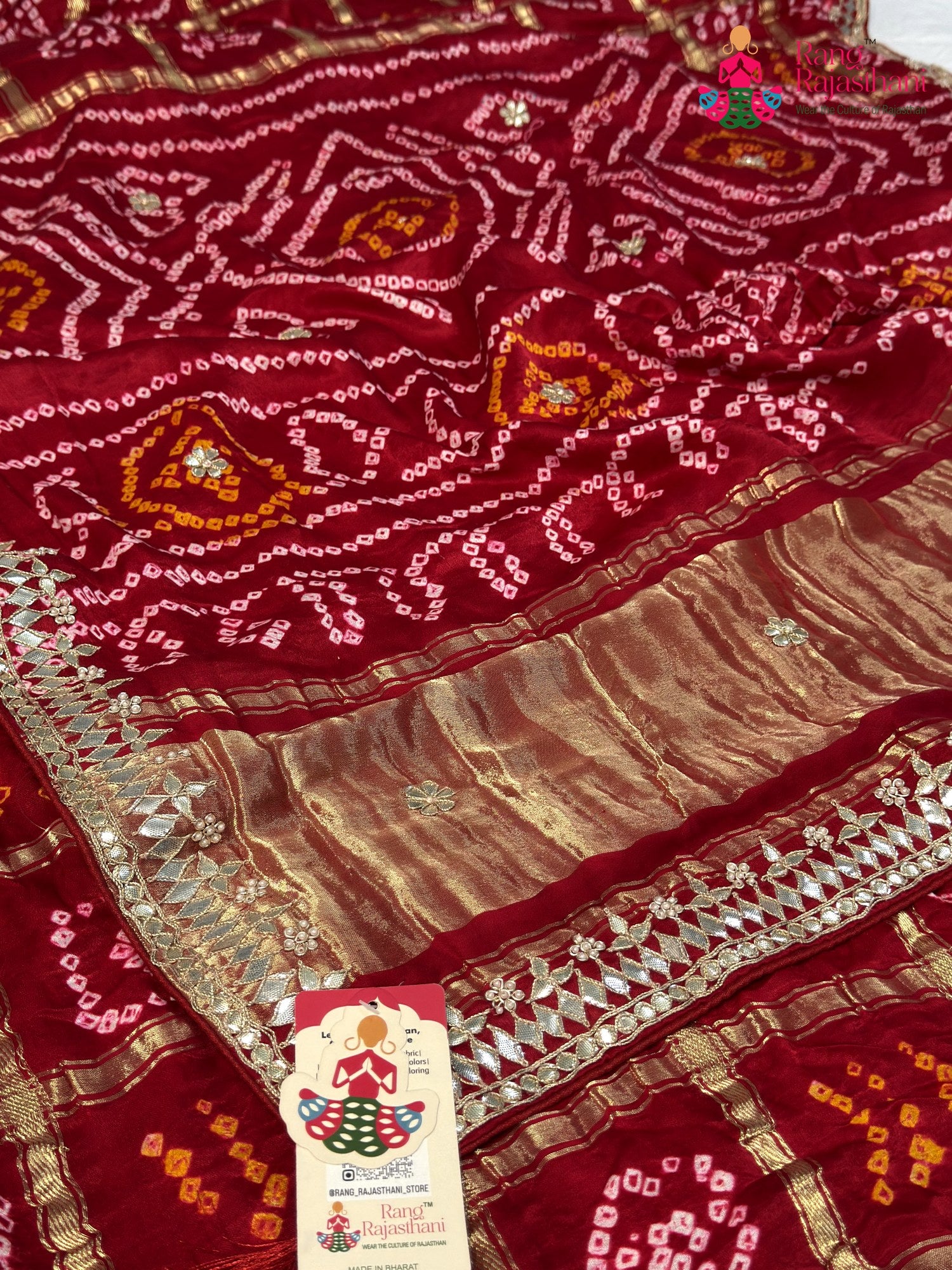 Red Gajji Silk Bandhani Gharchola Saree for Bridal | Traditional Edit