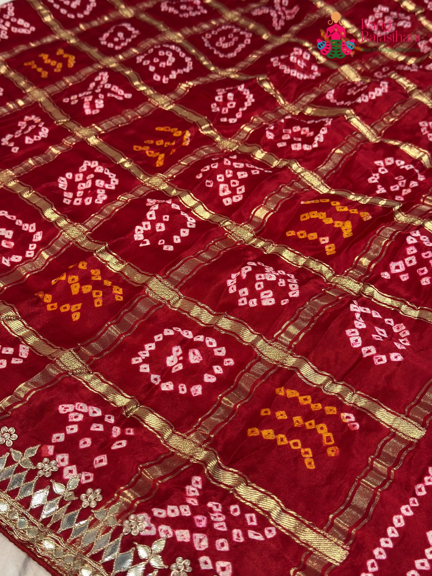 Red Gajji Silk Bandhani Gharchola Saree for Bridal | Traditional Edit