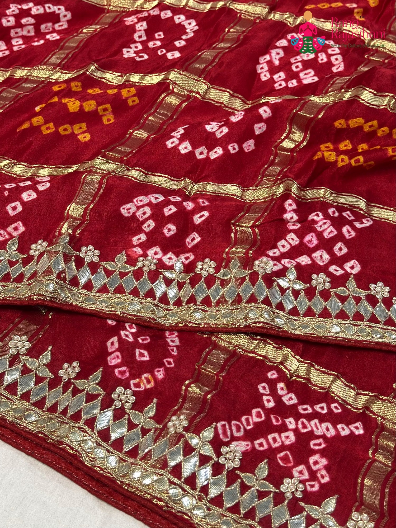 Red Gajji Silk Bandhani Gharchola Saree for Bridal | Traditional Edit