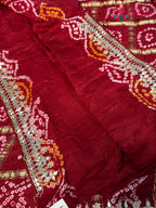 Red Gajji Silk Bandhani Gharchola Saree for Bridal | Traditional Edit