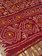 Red Gajji Silk Gota Patti Gharchola Saree for Mayra Ceremony | Festive Collection