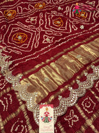 Red Gajji Silk Gota Patti Gharchola Saree for Mayra Ceremony | Festive Collection