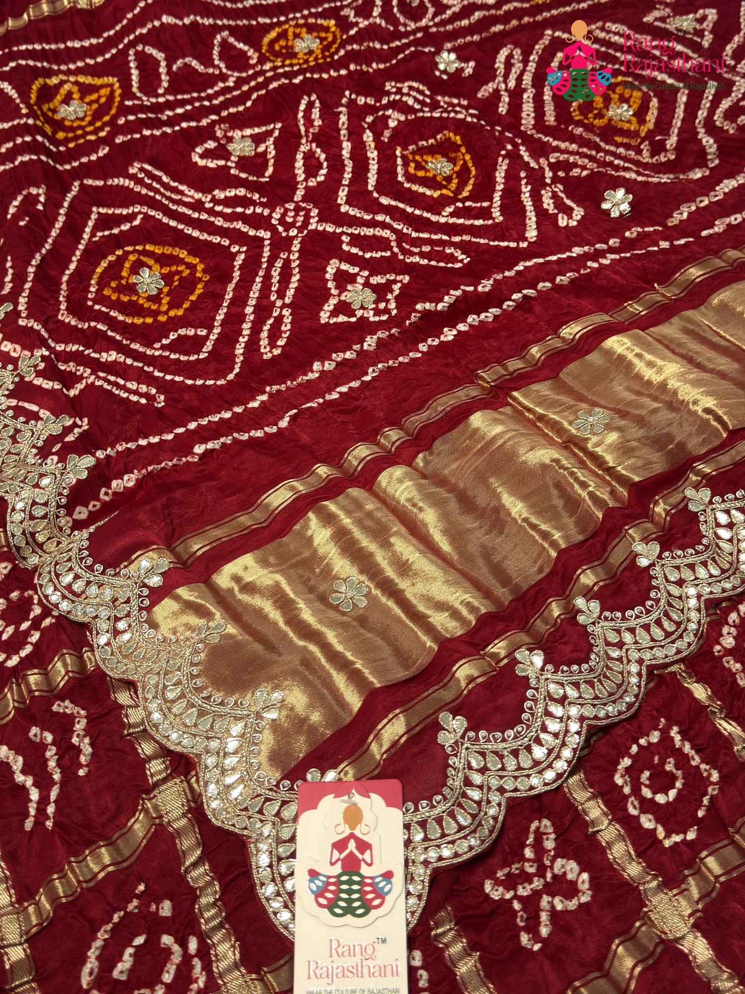 Red Gajji Silk Gota Patti Gharchola Saree for Mayra Ceremony | Festive Collection