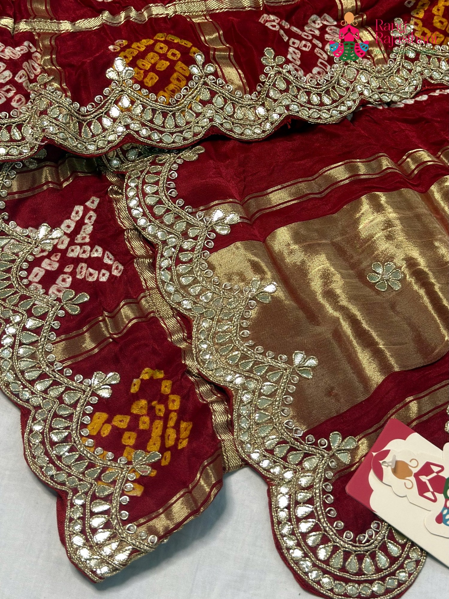 Red Gajji Silk Gota Patti Gharchola Saree for Mayra Ceremony | Festive Collection