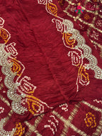 Red Gajji Silk Gota Patti Gharchola Saree for Mayra Ceremony | Festive Collection