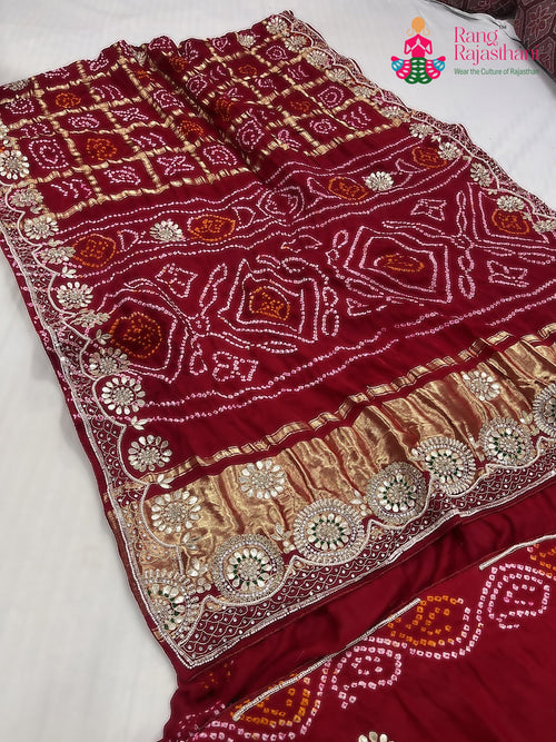 Red Gajji Silk Gota Patti Saree : Pure Calm main-image