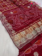 complete look of red gajji silk gota patti saree