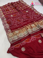 border detailing of red gajji silk gota patti saree