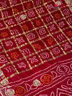 Red Gajji Silk Gota Patti Gharchola Saree for Mayra Ceremony | Indian Edit