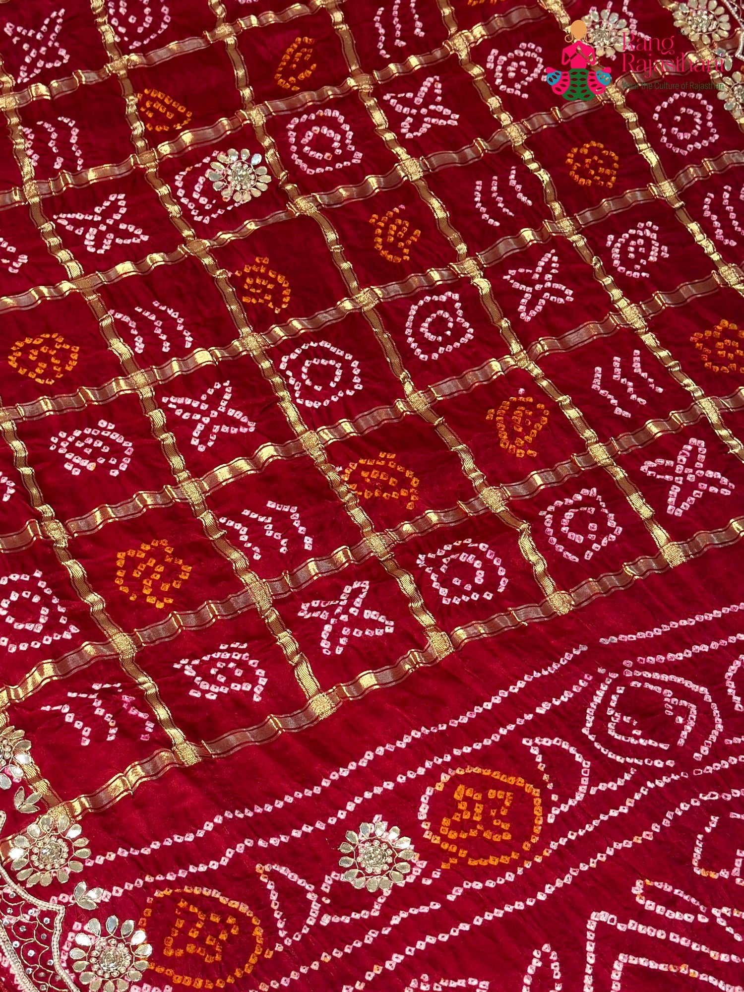 Red Gajji Silk Gota Patti Gharchola Saree for Mayra Ceremony | Indian Edit