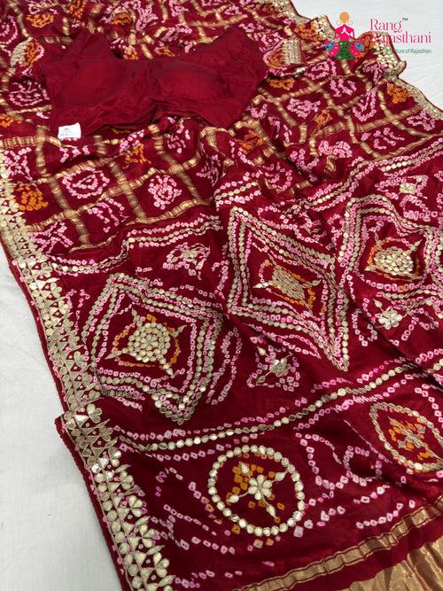 Red Gajji Silk Gota Patti Saree for Bridal | Designer Pick main-image