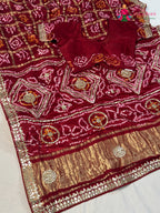 Red Gajji Silk Gota Patti Gharchola Saree for Bridal | Classic Pick