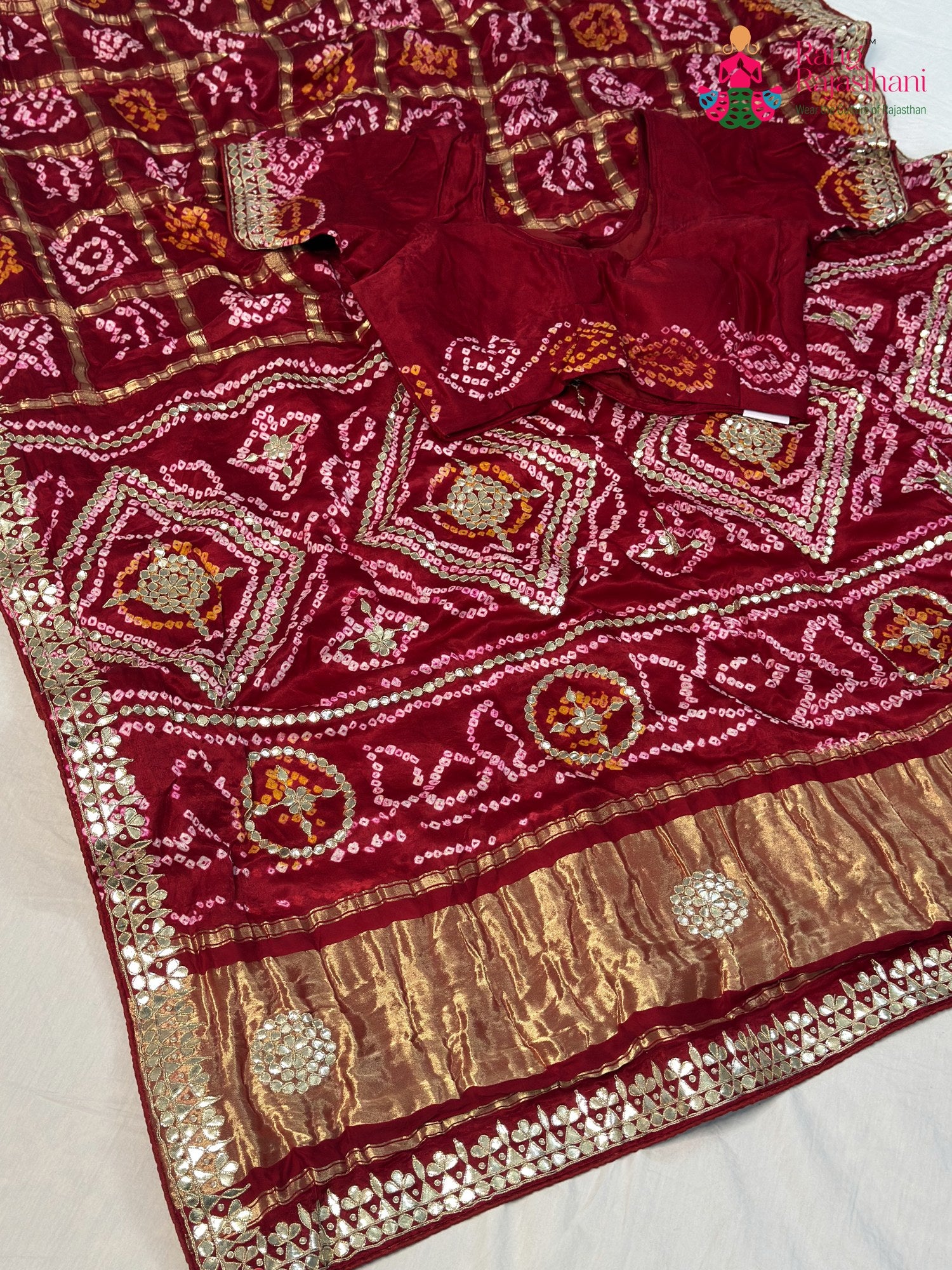Red Gajji Silk Gota Patti Gharchola Saree for Bridal | Classic Pick