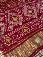 Red Gajji Silk Gota Patti Gharchola Saree for Bridal | Classic Pick