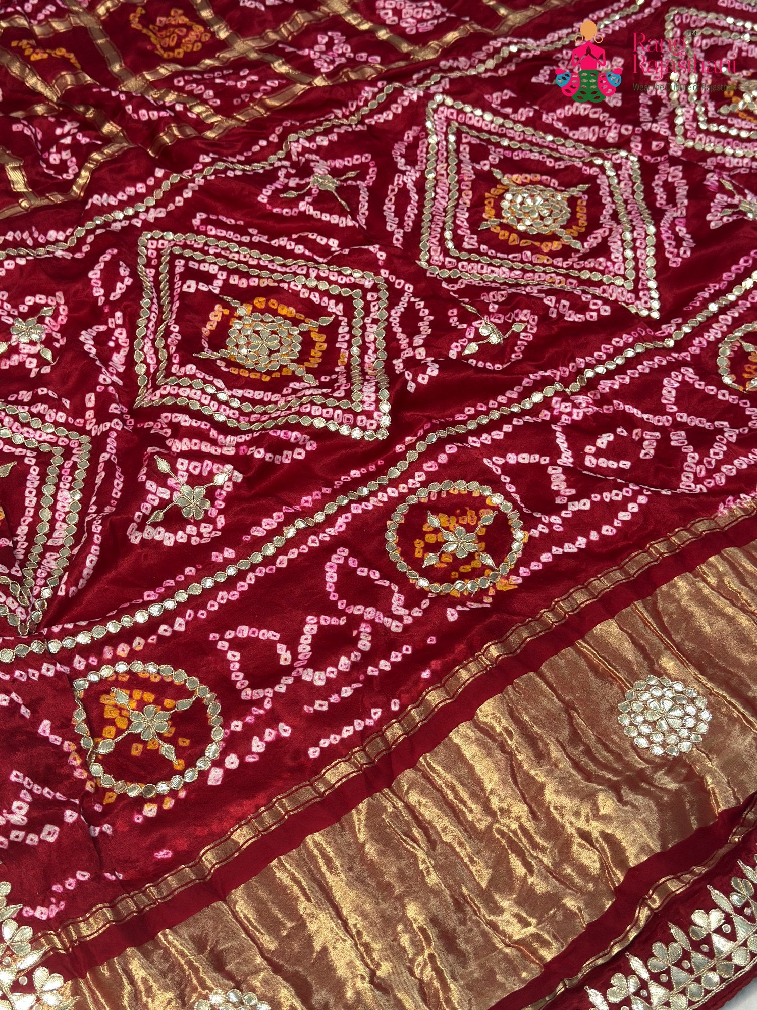 Red Gajji Silk Gota Patti Gharchola Saree for Bridal | Classic Pick