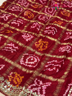 Red Gajji Silk Gota Patti Gharchola Saree for Bridal | Classic Pick