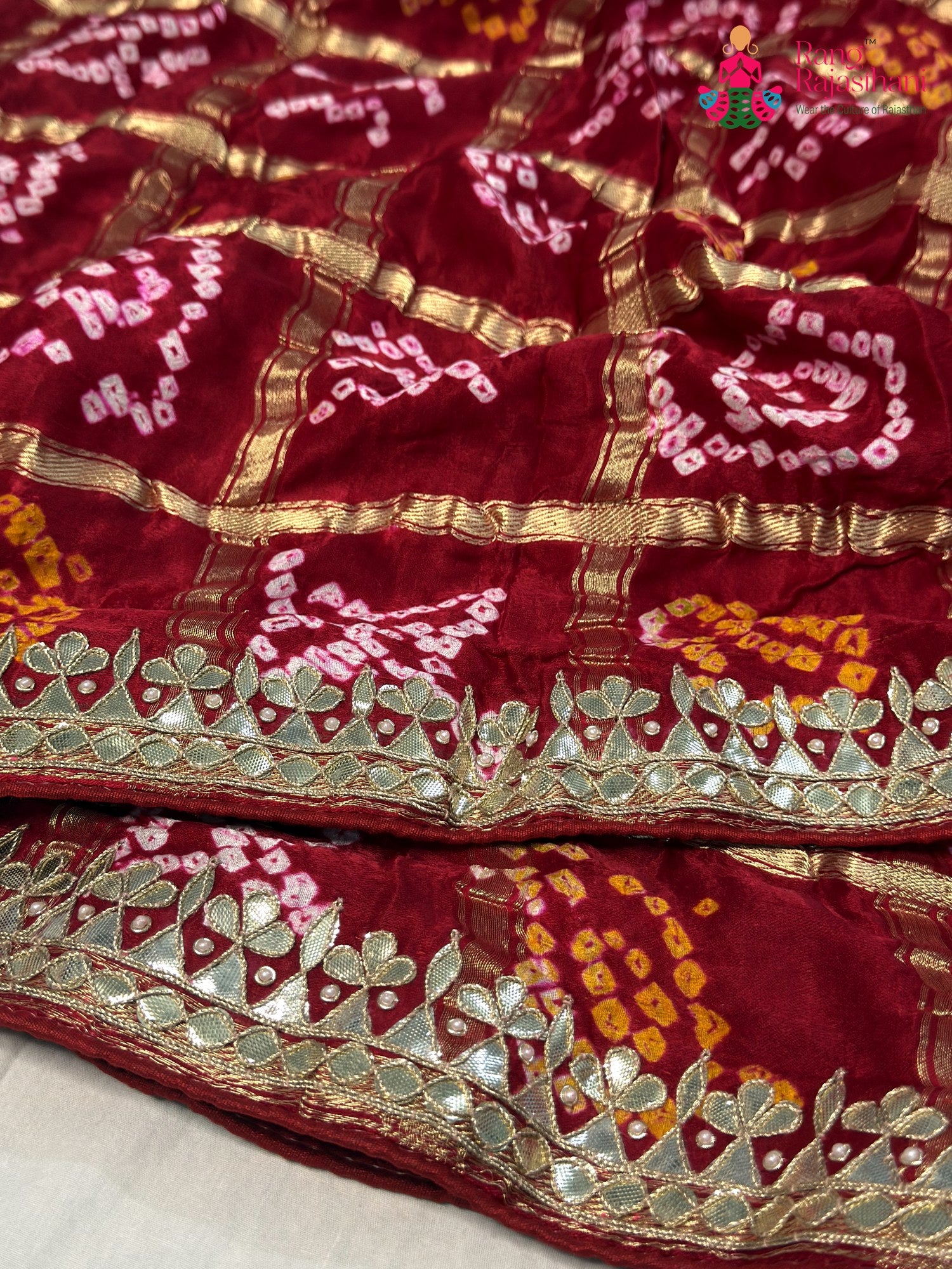 Red Gajji Silk Gota Patti Gharchola Saree for Bridal | Classic Pick